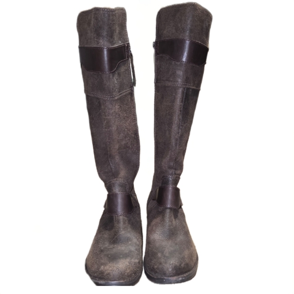 UGG Australia Dayle Lodge Brown, Tall Leather Riding Boots - Ladies Size 8 - Picture 3 of 10